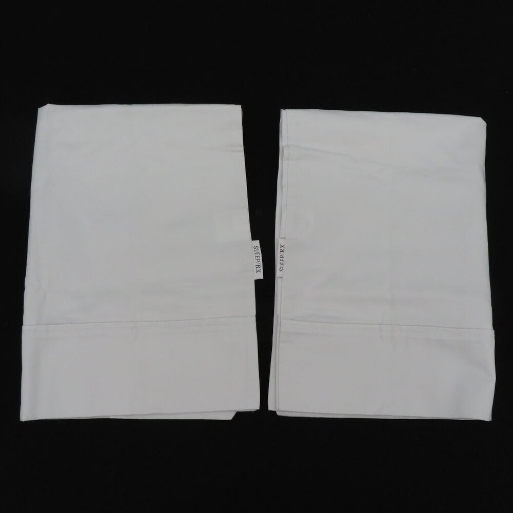 SleepRX Pair of 2 Standard Pillowcases Solid White All Cotton NEW Without Tags